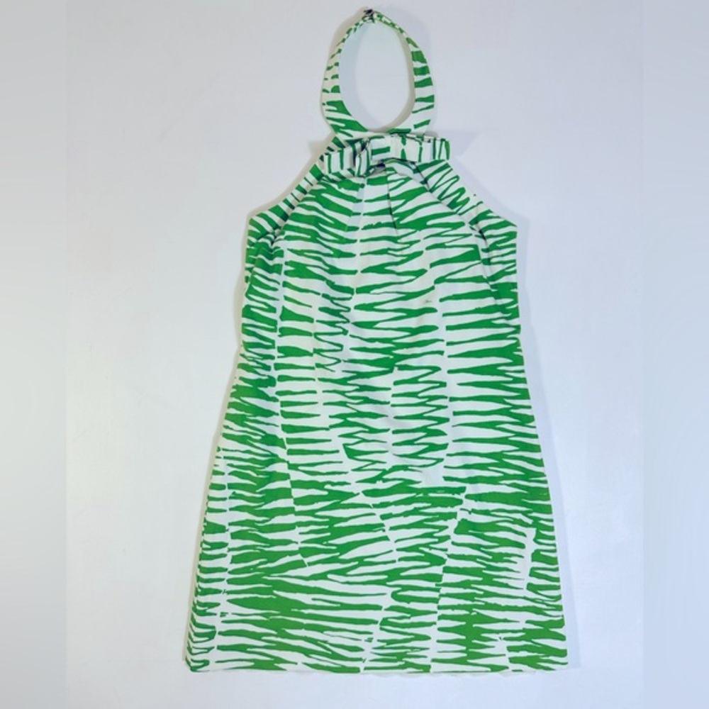 Green and White zebra Trina Turk halter dress